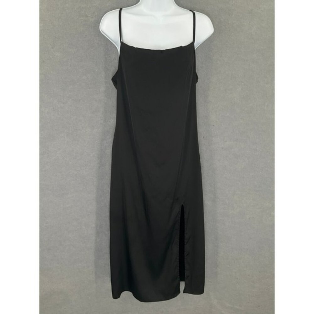 Forever 21 Maxi Slip Dress‎ Womens Sz S Black Cami Side Slit Sexy Cocktail Party